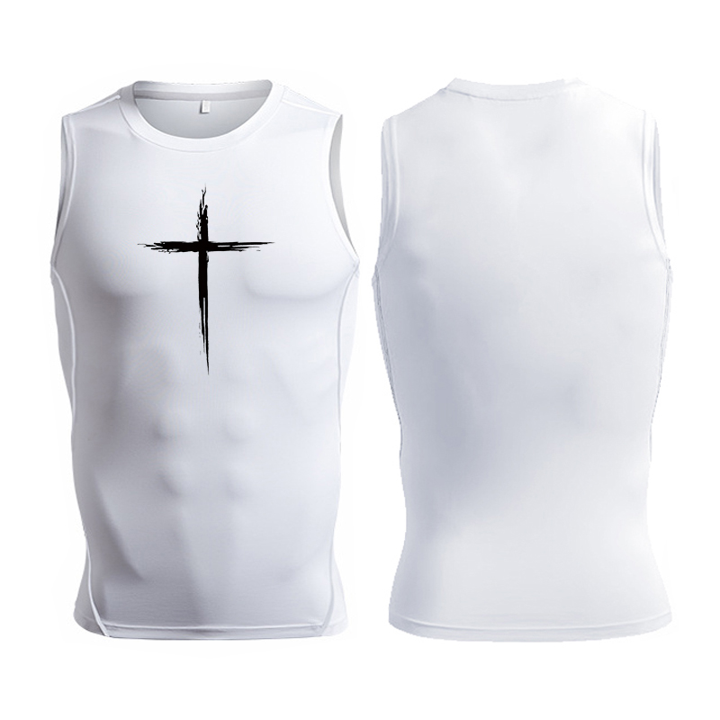 Cross Print Mouwloze Compressi - Crossfit Gym recensie en prijs