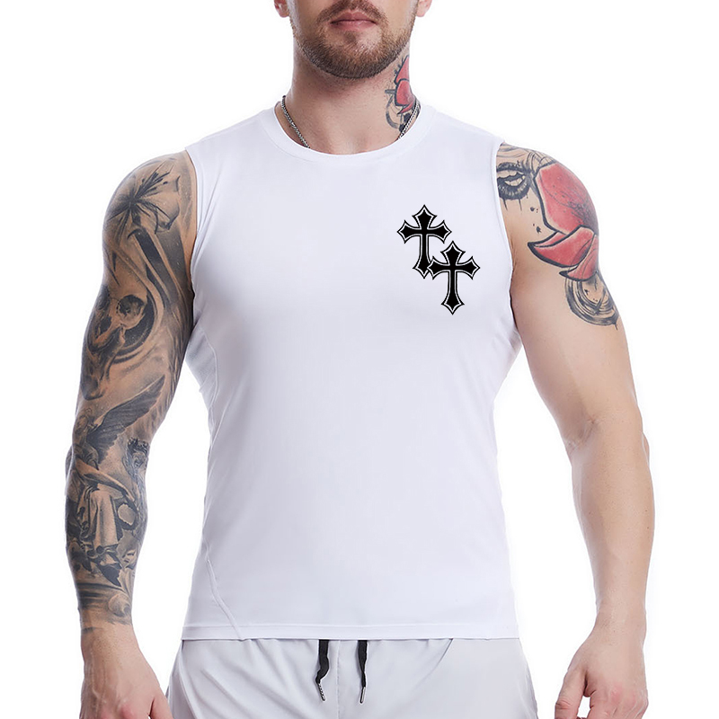 Cross Print Mouwloze Compressi - Crossfit Gym recensie en prijs